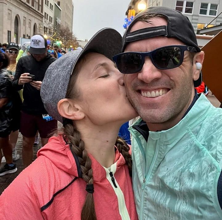 Amber Williams (right) with her husband, Zach, after a half-marathon in Tulsa, Oklahoma, six months after her first open-heart surgery. (Photo courtesy of Amber Williams)