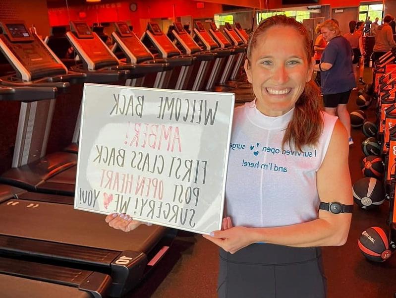 Amber Williams at her first fitness class after her initial heart surgery. (Photo courtesy of Amber Williams)